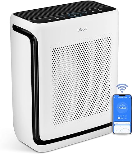 LEVOIT Air Purifiers for Large Rooms Up to 1800 Sq Ft per Hour, Featuring Washable Filters, Air Quality Monitoring, Smart WiFi, HEPA Sleep Mode for Allergies, Pet Hair, Pollen, Bedroom Use, Vital 200S-P, White